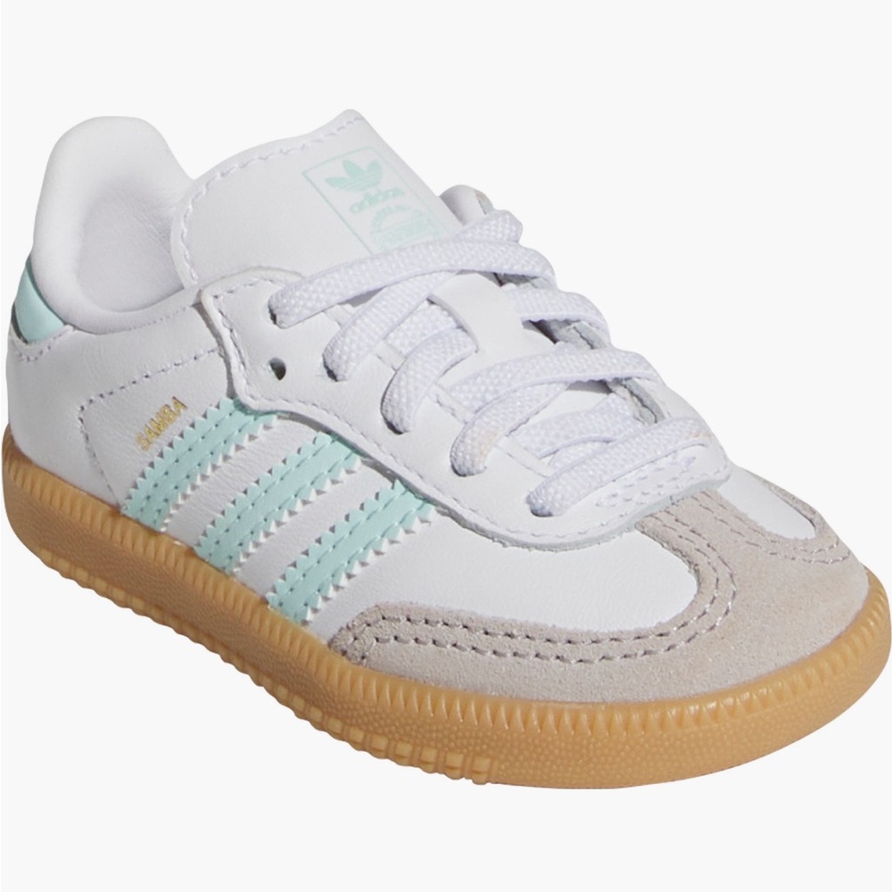 Adidas toddler' White and Mint Sneakers